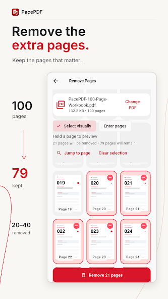 PacePDF visual page removal grid capture
