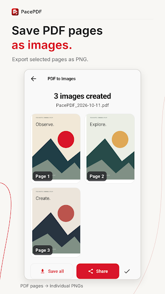 PacePDF exporting PDF pages as individual PNG images
